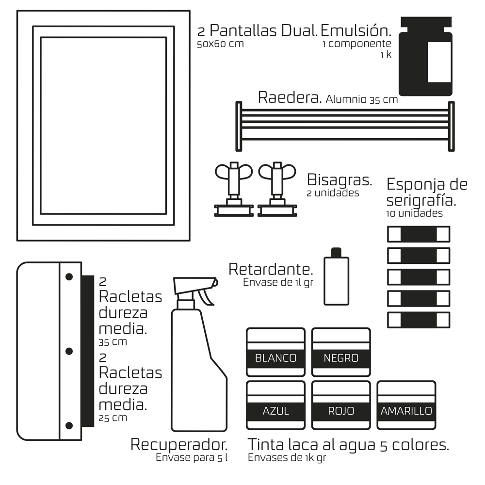 Kit semi profesional de serigrafía