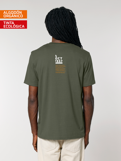 Camiseta 1957 Sputnik 1 carrera espacial algodón orgánico serigrafía sostenible