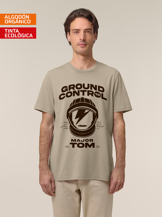 Camiseta Major Tom Bowie algodón orgánico serigrafía sostenible