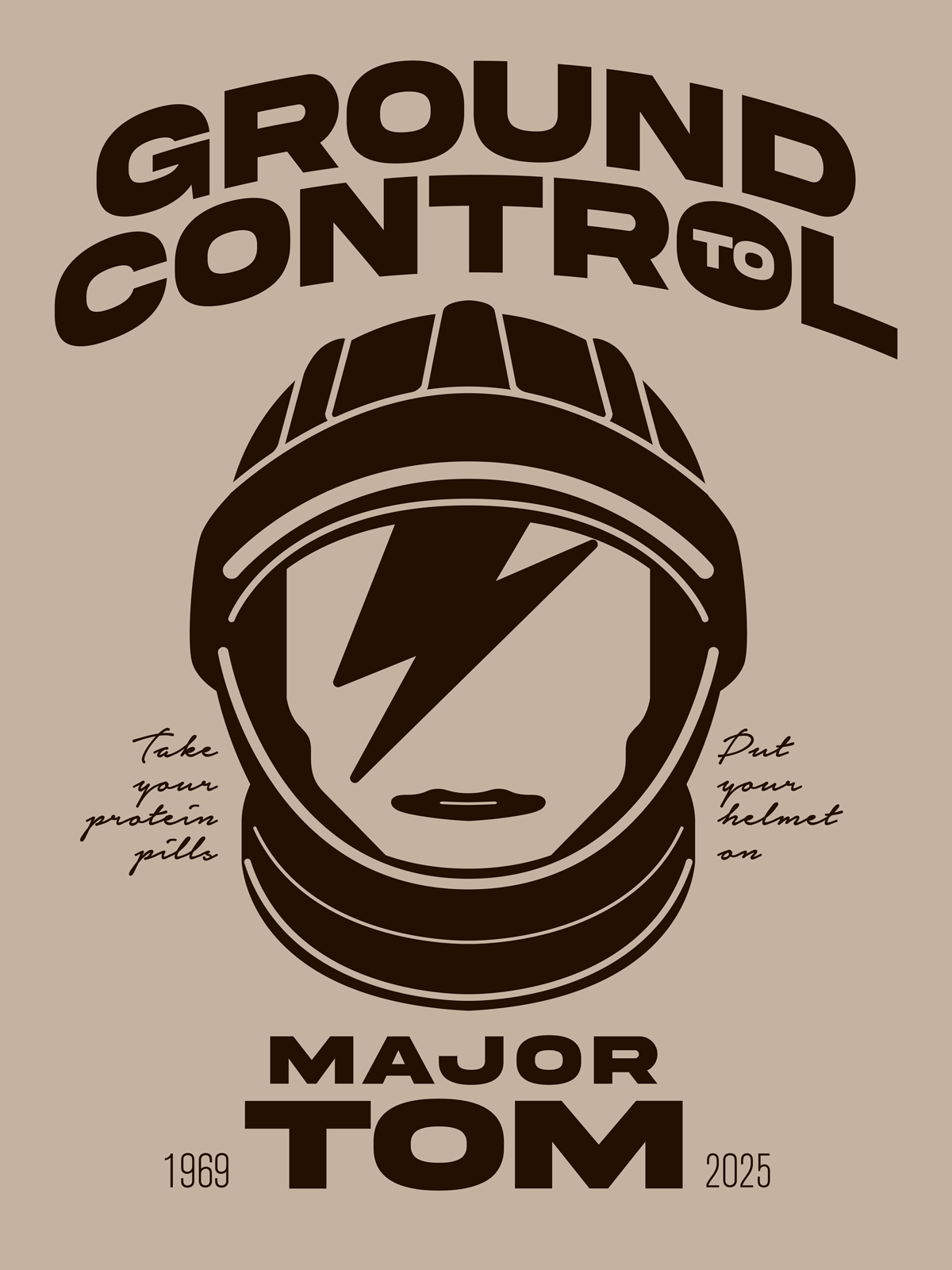 Camiseta Major Tom Bowie algodón orgánico serigrafía sostenible