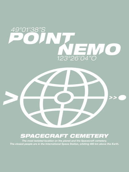 Camiseta Punto Nemo océano Pacífico algodón orgánico serigrafía sostenible
